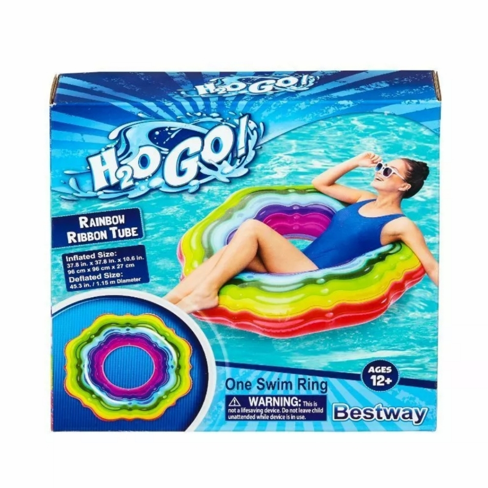 NEW H2OGO! Rainbow Ribbon Jelly Inflatable Swim Tube Float Ring Pool Toy
